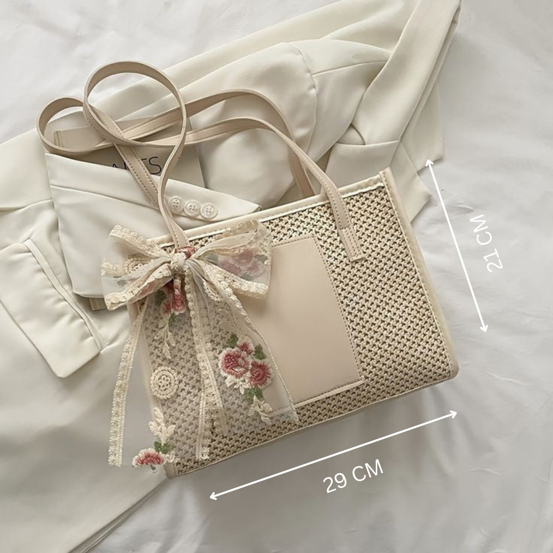 The Meadow Charm Jute Bag, White