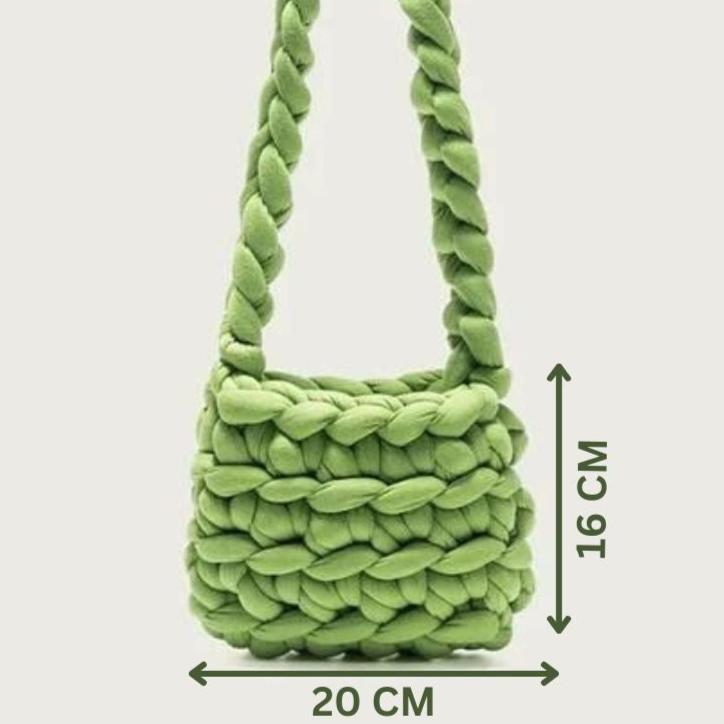 The Knitted Plush Sling Bag, Pink