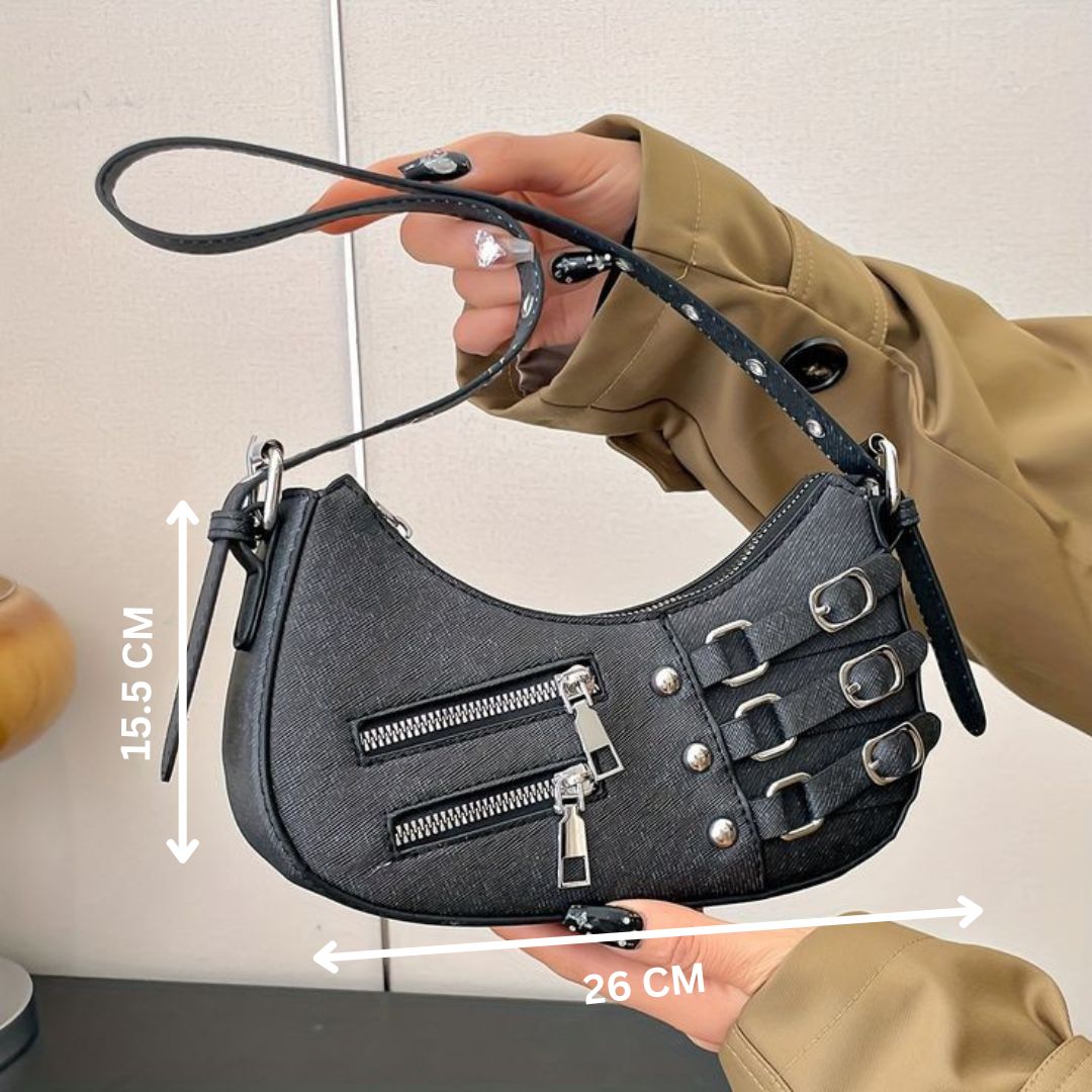The Rebel Denim Shoulder Bag, Black