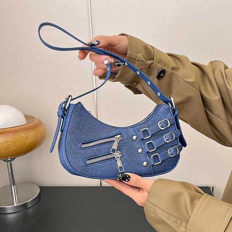 The Rebel Denim Shoulder Bag, Blue