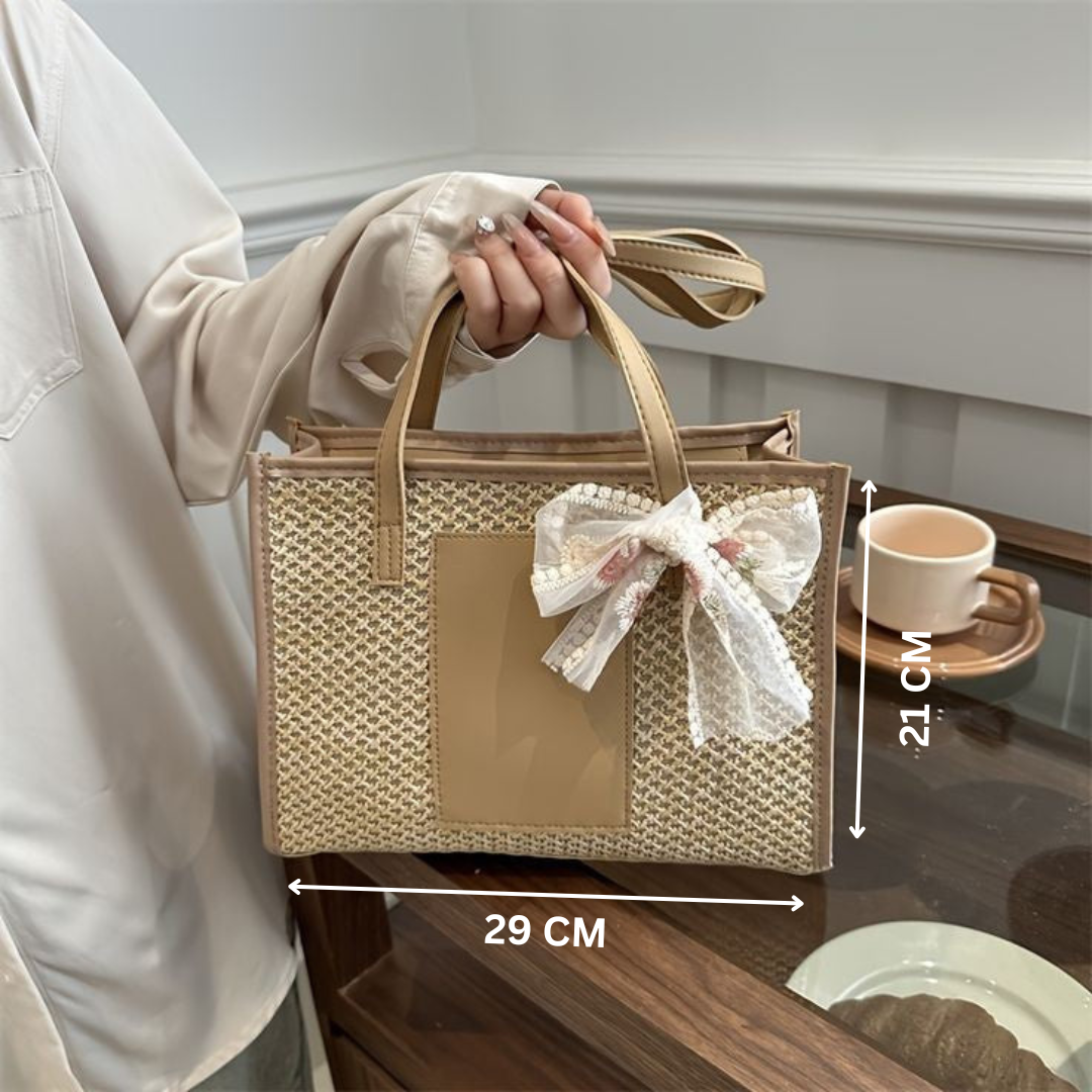 The Meadow Charm Jute Bag, Brown