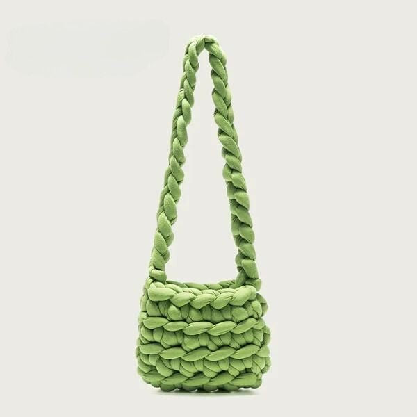 The Knitted Plush Sling Bag, Green