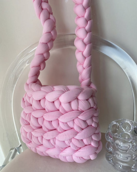 The Knitted Plush Sling Bag, Pink