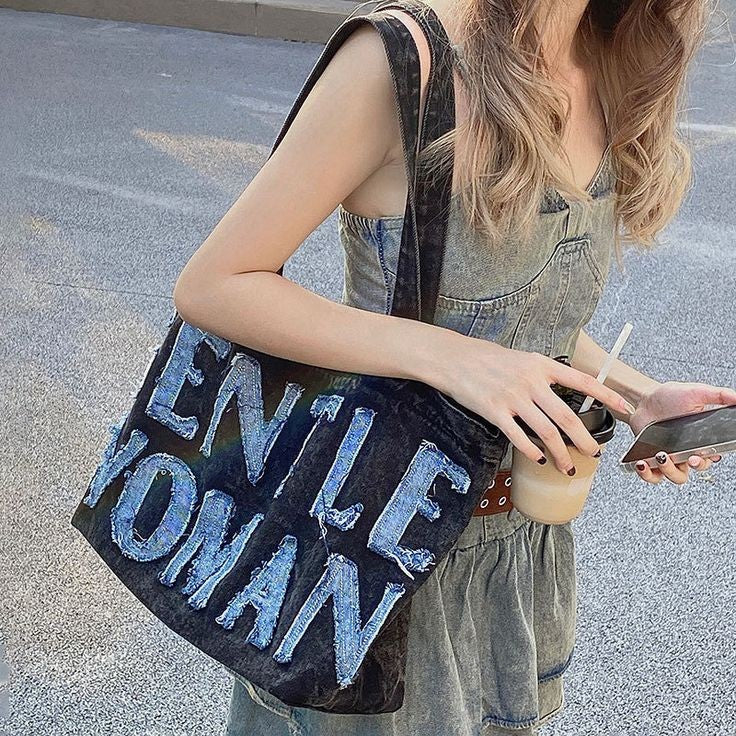 Gentle Woman Denim Tote Bag