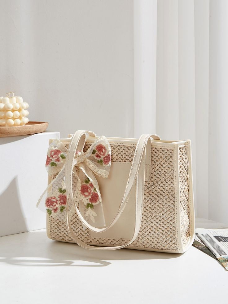 The Meadow Charm Jute Bag, White