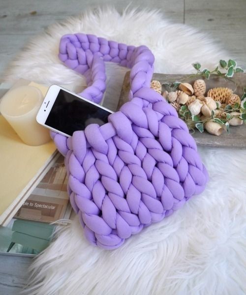 The Knitted Plush Sling Bag, Purple